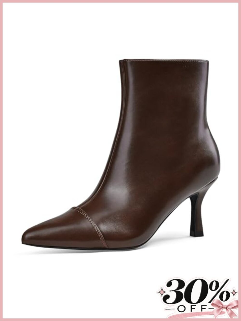 Pointed Toe Ankle Booties 3 Inch Heel Side Zip Vegan Leather Women's Boots